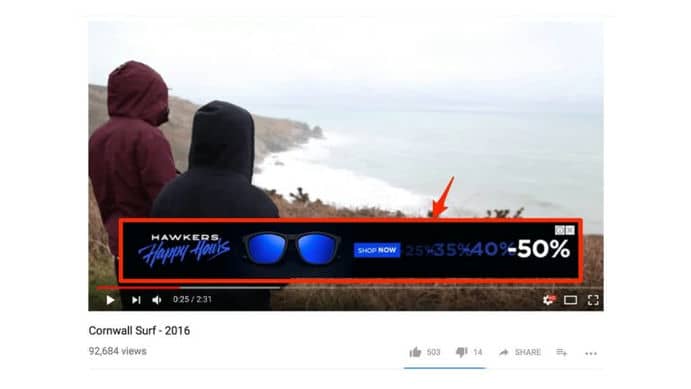 YouTube убирает оверлейные рекламные баннера