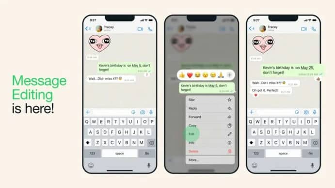 В WhatsApp разрешили редактировать сообщения