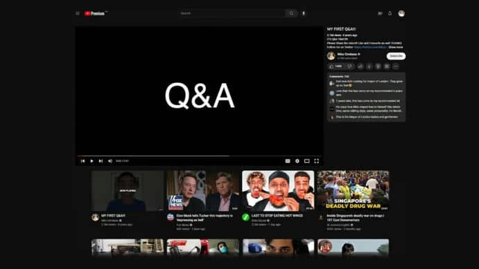 YouTube тестируют новый дизайн страницы просмотра видео