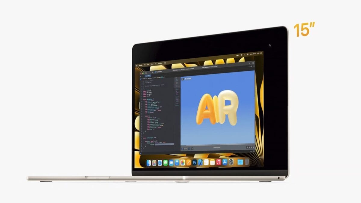 Apple представили первый MacBook Air с диагональю 15-дюймов