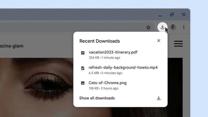 Google обновили в браузере Chrome панель загрузок