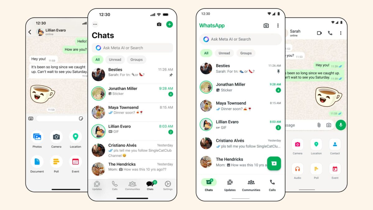 Представлен новый дизайн приложения WhatsApp для iOS и Android
